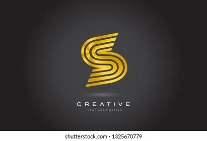 S Gold Letter Monogram Logo Design. Modern S Golden Icon With Creative Beautiful Metal Texture Vector.