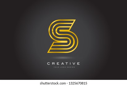 S Gold Letter Monogram Logo Design. Modern S Golden Icon With Creative Beautiful Metal Texture Vector.