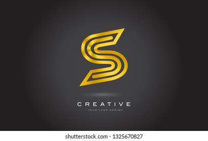 S Gold Letter Monogram Logo Design. Modern S Golden Icon With Creative Beautiful Metal Texture Vector.