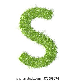 S grass letter on a white background