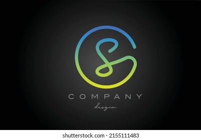 S green alphabet letter logo icon design. Handwritten connected creative template for business and company