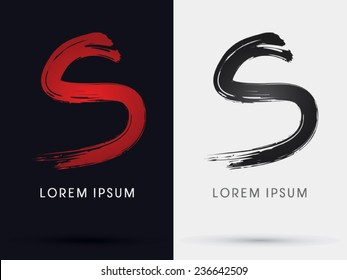 S grungy font, brush, logo, symbol, icon, graphic, vector .