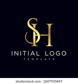 S H Elegant Luxury Initial Letter Logo Template