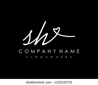 S H Initial handwriting logo vector