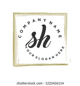 S H Initial handwriting logo vector