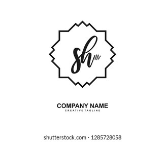 S H Initial Handwriting Logo Template Vector