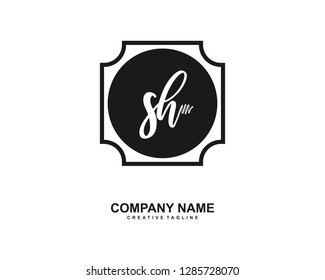 S H Initial Handwriting Logo Template Vector