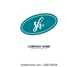 S H Initial Handwriting Logo Template Vector