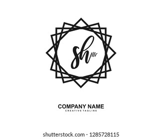 S H Initial Handwriting Logo Template Vector