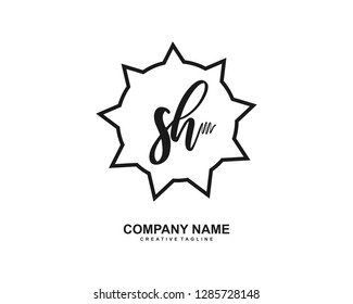 S H Initial Handwriting Logo Template Vector