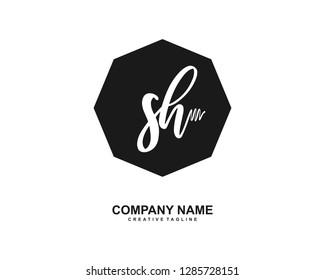 S H Initial Handwriting Logo Template Vector