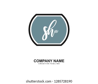 S H Initial Handwriting Logo Template Vector