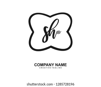 S H Initial Handwriting Logo Template Vector