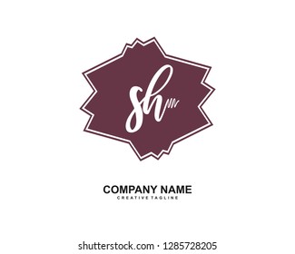 S H Initial Handwriting Logo Template Vector