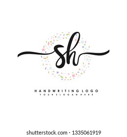S H Initial handwriting logo vector