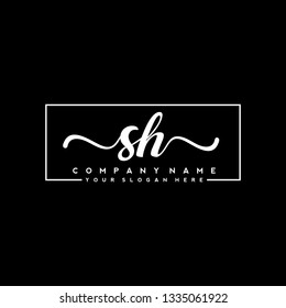 S H Initial handwriting logo vector
