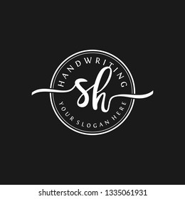 S H Initial handwriting logo vector