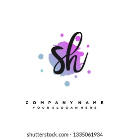 S H Initial handwriting logo vector