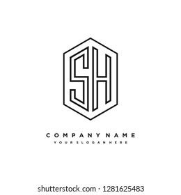 S H initial letter, modern logo design template vector 