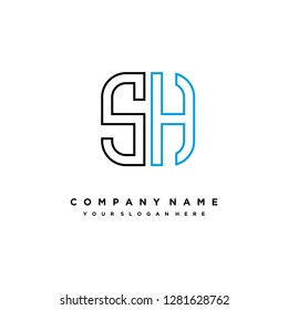 S H initial letter, modern logo design template vector 