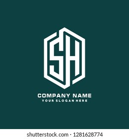 S H initial letter, modern logo design template vector 