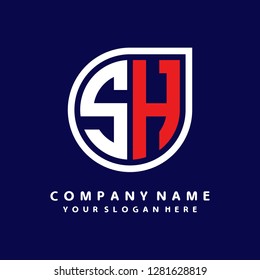 S H initial letter, modern logo design template vector 