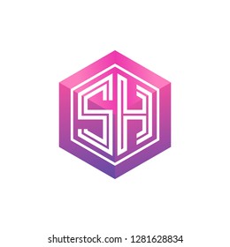 S H initial letter, modern logo design template vector 