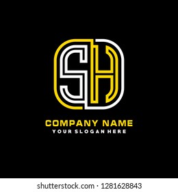 S H initial letter, modern logo design template vector 