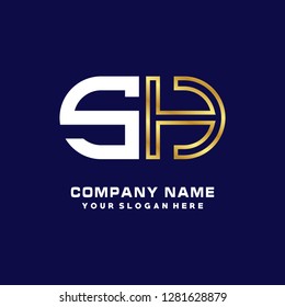 S H initial letter, modern logo design template vector 