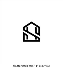 S H Initial logo concept with home template