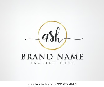 A S H Initial luxury Elegant Logo Template 