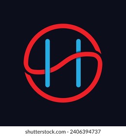 S H Letter Circle Business Finance Curve Typography Logo