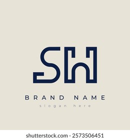S and H logo design. SH abstract Letters Logo Monogram. This logo design is the process of creating a visual symbol that represents a brand, company, or individual.