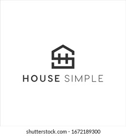 S H Logo Monogram Line Art House Logo Vector