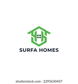 logo h logotipo de la casa de arte de una línea monográfica vector