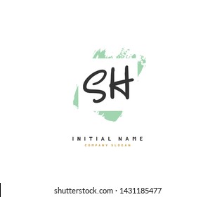 S H SH Beauty vector initial logo, handwriting logo of initial signature, wedding, fashion, jewerly, boutique, floral and botanical with creative template for any company or business.