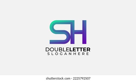 S H SH Beauty vector initial logo design
