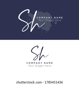 S H SH Initial letter handwriting and signature logo.	