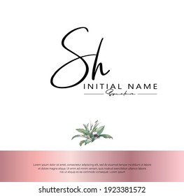 S H SH Initial letter handwriting and signature logo. Beauty vector initial logo .Fashion, boutique, floral and botanical