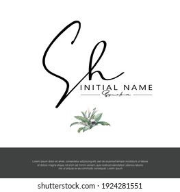 S H SH Initial letter handwriting and signature logo. Beauty vector initial logo .Fashion, boutique, floral and botanical