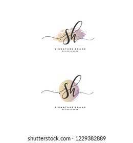 S H SH Initial logo template vector