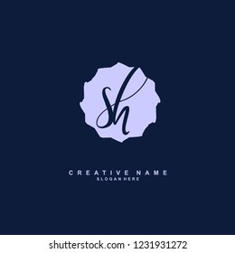 S H SH Initial logo template vector