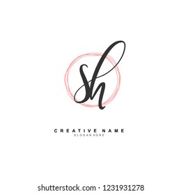 S H SH Initial logo template vector