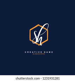 S H SH Initial logo template vector