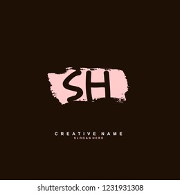 S H SH Initial logo template vector