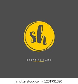 S H SH Initial logo template vector