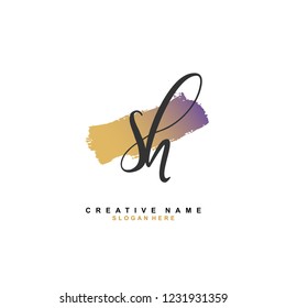 S H SH Initial logo template vector