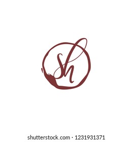 S H SH Initial logo template vector