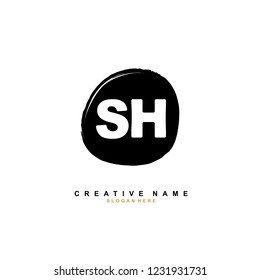 S H SH Initial logo template vector