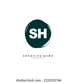 S H SH Initial logo template vector